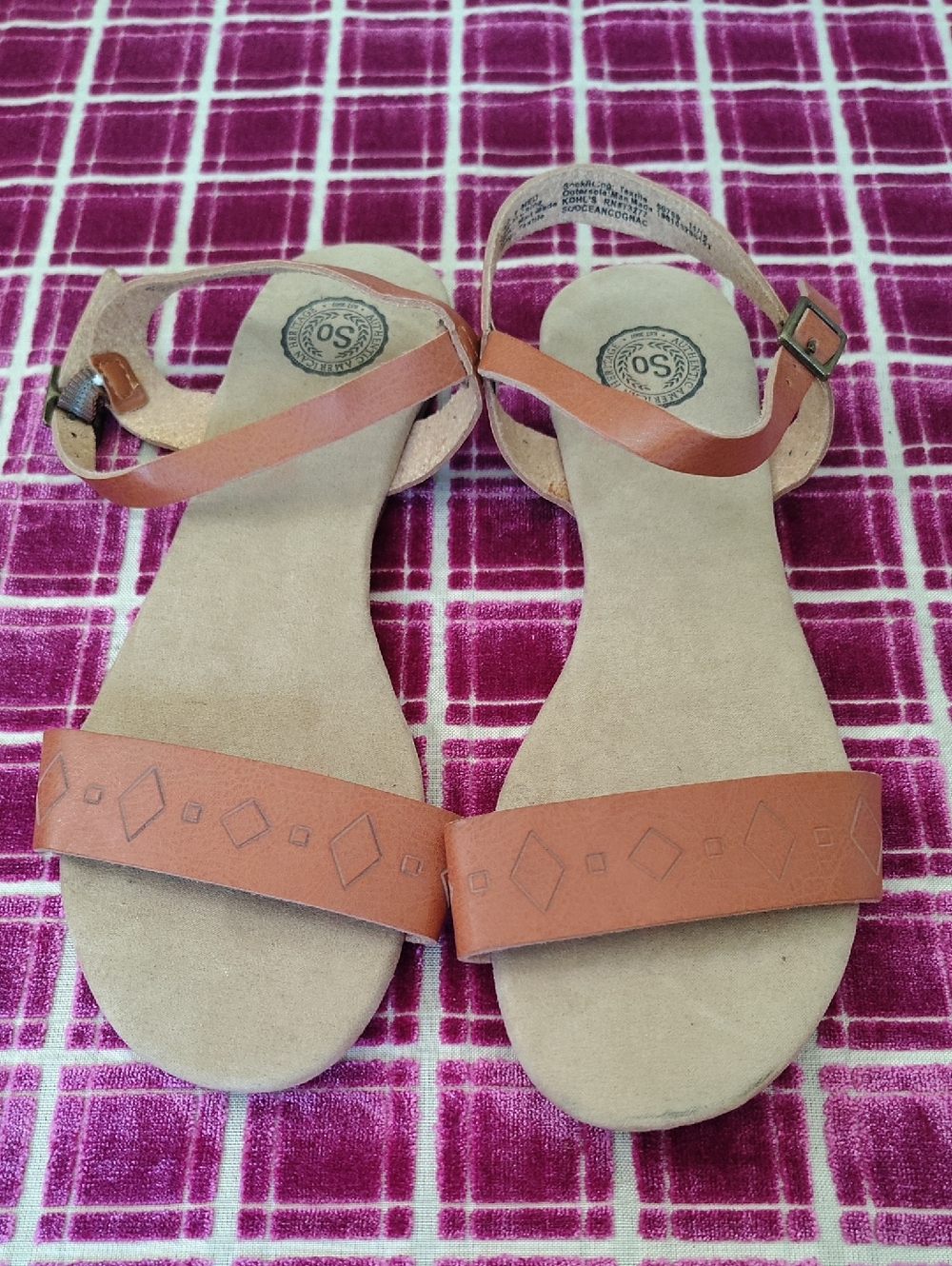 Women's Tan Faux Leather Ankle-Strap Sandals